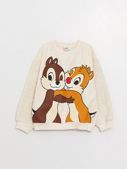 Bisiklet Yaka Chipn Dale Bask?l? Uzun Kollu K?z ?ocuk Sweatshirt
