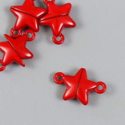 Цена за 4 шт. Замок магнитный металл «Звёздочка», красный, 2.2×1.5×0.6 см, (набор 2 половинки)