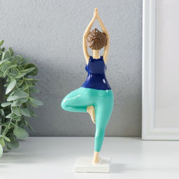 Цена за 2 шт. Фигурка полистоун «Пышечка: йога поза дерева», сине-бирюзовая, 7×4.5×20.5 см