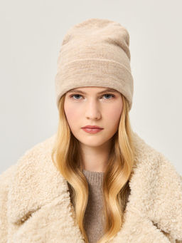Шапка жен. шерсть+акр LB-J44017 beige melange