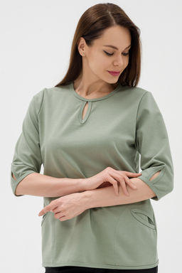 Кофта женская из коттон фита Анфиса полынь макси - Амадэль фото 6