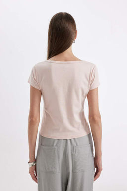 Базовая футболка из чесаного хлопка с короткими рукавами и круглым вырезом стандартного кроя - Defacto фото 6