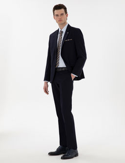 Lacivert Slim Fit Y_n Tak_m Elbise