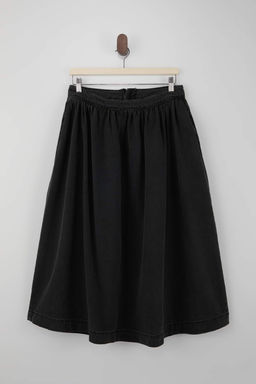 Antrasit DOKUMLU Pileli %100 Pamuk Volanl? Maxi Denim Etek TWOSS26ET00013