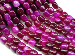 Бусины из агата тонированного прямоугольник 15*18мм цв.фуксия, 38см, 19 бусин Радуга камня
