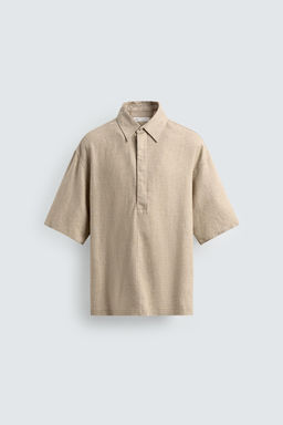 CAMISETA PUNTO CUELLO PANADERO ALGOD?N - LINO / Marr?n - Zara фото 14