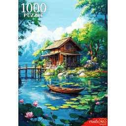 Пазлы 1000 "Домик у реки"