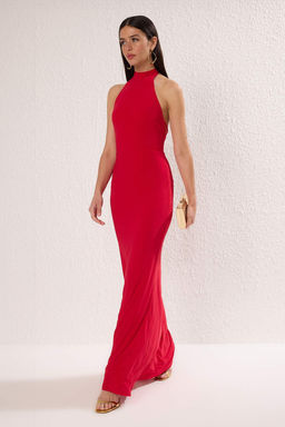 K?rm?z? Toka Detayl? Maxi S?k Abiye Gece Mezuiyet Elbisesi TPRSS25AE00074