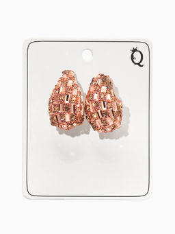 Серьги со стразами «QF. Капля блеск», цвет розовое золото