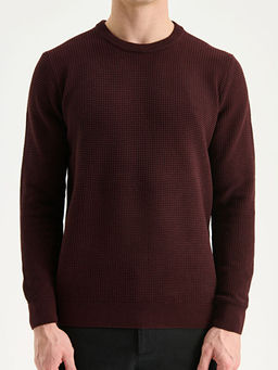 Bisiklet Yaka Kareli Erkek Triko Kazak