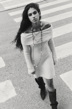 Vestido off-the-shoulder en punto de canal? - H&m фото 8