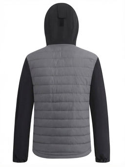 Куртка мужская гибридная стёганая с капюшоном с графеновой подкладкой серого цвета 9627_1Sr