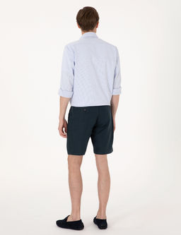 Lacivert Slim Fit %100 Keten Beli Lastikli Ba_c_kl_ Dokuma _ort