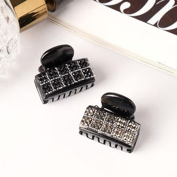 Цена за 12 шт. Крабик для волос «Пересвет», квадратики, 2.5 см, МИКС