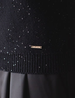 Джемпер поло с застежкой на пуговицы из хлопковой пряжи с пайетками - Vilatte фото 4