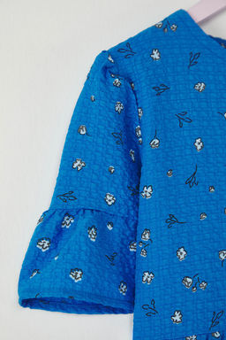 Mavi K?z Cocuk Bask?l? K?sa Kol Dokulu Dokuma Elbise TKDSS25EL00032 - Trendyolmilla фото 2