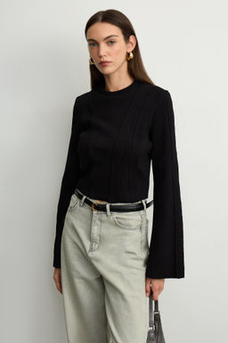 Лонгслив фактурный в рубчик с декоративными полосками - Mollis фото 3