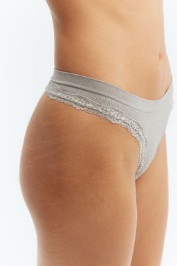 Pack 2 bragas Thong con ribete de encaje Seamless - H&m фото 3