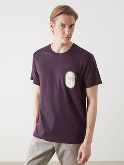 Bisiklet Yaka K?sa Kollu Bask?l? Penye Erkek Ti??rt