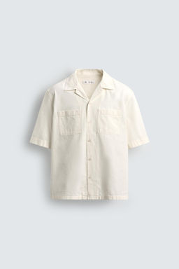 Рубашка Camisa Algodon Lino из льна бежевого цвета