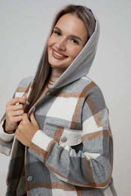 Рубашка женская в клетку с капюшоном РЖКК-01