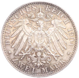 Монета 2 марки 1904 года D Германия (Бавария)
