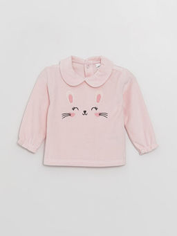 Bebe Yaka Uzun Kollu Nak?? Detayl? K?z Bebek Sweatshirt ve Pantolon 2li Tak?m - Waikiki фото 2