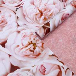 Цена за 10 шт. Бумага глянцевая двусторонняя Пионы, 0,5 х 0,7 м