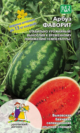 Арбуз ФАВОРИТ  Медовые бочонки, до 12 кг каждый! Абсолютный фаворит на грядке и столе, ведь всё внимание семьи будет приковано именно к этому арбузу!