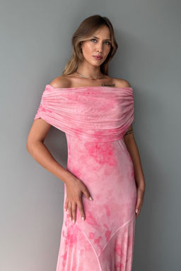 Fusya A Kesim Cicek Desenli Carmen Yaka Maxi S?k Abiye Gece Mezuniyet Elbisesi TPRSS25EL00320 - Trendyolmilla фото 8