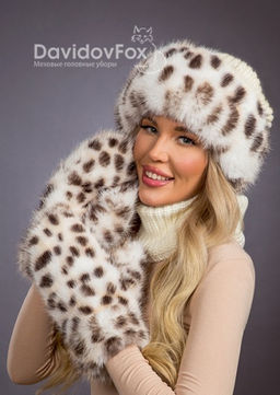 Комплект Ника трикотаж экомех рысь, варежки