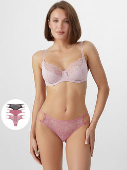 Трусы бразилиана женские в наборе, 3 шт