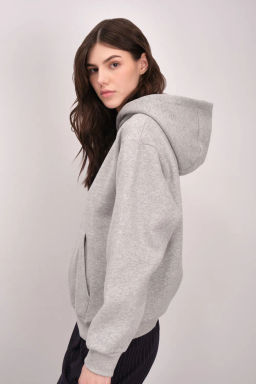 Светло-серая меланжевая толстовка с капюшоном - Incity фото 6