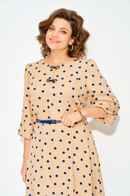 Платье Liliana 1511 л бежевый+синий  фото 2