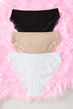 Trendyolmilla Gri-Cok Renkli 3lu Paket Fitilli Dantelli Klasik Orme Kulot THMAW25KU00015 фото 10