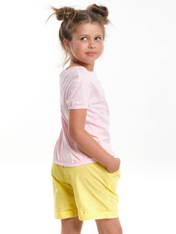 Комплект для девочки с шортами UD 6483/7936 розовый/желтый - Mini maxi фото 6