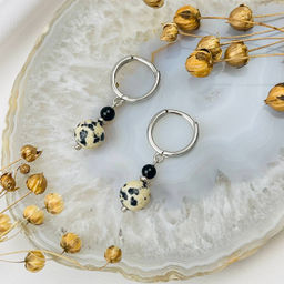 Серьги двойные из перепелиной Яшмы и Агата