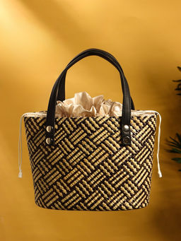 Сумка плетёная из пандана, 25×18×38 см, бежево-коричневая