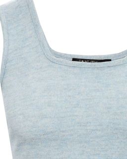 Укороченный трикотажный топ пастельного голубого оттенка - Incity фото 4