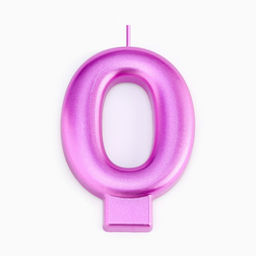 Цена за 3 шт. Свеча для торта «Европейская ГИГАНТ», цифра 0, 7 см, фиолетовый металлик