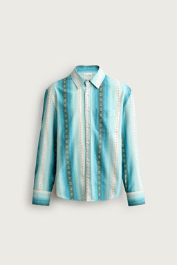 CAMISA RELAXED FIT JACQUARD RAYAS / Azules - Zara фото 7