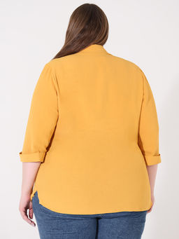 Желтая рубашка женская больших размеров - Almond фото 3