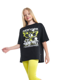 Футболка с принтом для девочки 22-9011 черный - Mini maxi фото 4