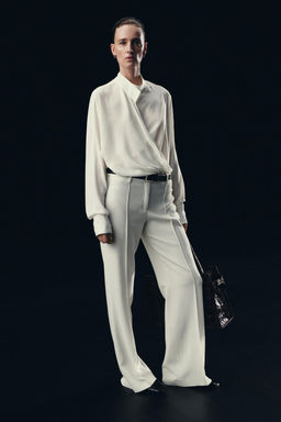 BLUSA CRUZADA FLUIDA ZW COLLECTION / Crudo - Zara фото 4