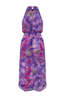 Mor Cicek Desenli A Kesim Sifon Astarl? Maxi Dokuma Elbise TWOSS24EL00661 - Trendyolmilla фото 8