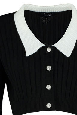 TRENDYOLMILLA Indigo Super Crop Gomlek Yaka Garnili Triko H?rka TWOAW23HI00519 фото 15