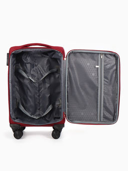 Чемодан 20",Текст,36*25*58,отд на молнии,1 нар/карм, увелич,код замок,4 колеса, красный