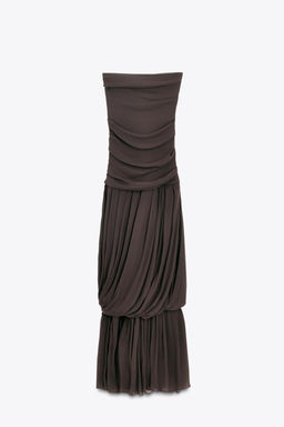 LIMITED EDITION DRAPED STRAPLESS LONG DRESS - Zara фото 5