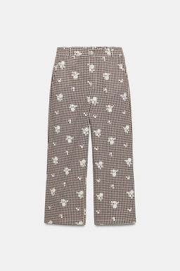 PANTAL?N CULOTTE CUADROS BORDADOS SET / Marr?n / Crudo - Zara фото 6