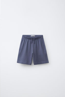 BERMUDA JOGGING TEXTO / Azul / Gris